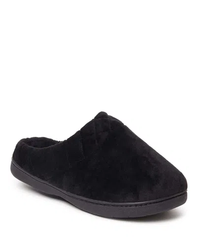 Dearfoams Darcy Quilted Cuff Velour Clog Slipper In Black