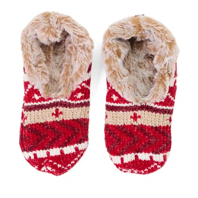 Dearfoams Women's  Ladies Chenille Ballerina Slipper Sock In Red