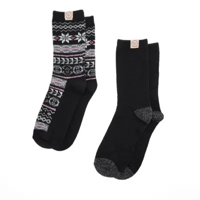 Dearfoams Women's  Ladies Fairaisle Crew Socks In Black