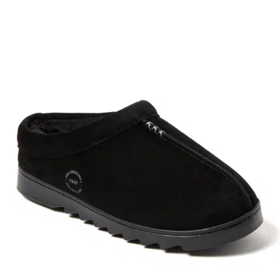 Dearfoams Women's Doreen Genuine Suede Clog House Shoe Slipper In Black