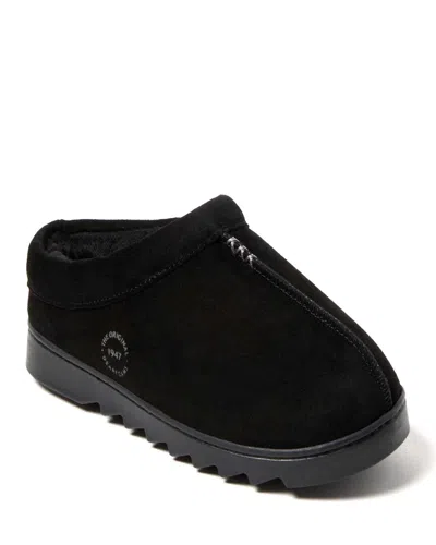 Dearfoams Women's Doreen Genuine Suede Clog House Shoe Slipper In Black