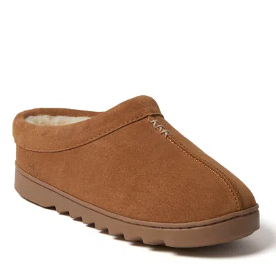 Dearfoams Women's Doreen Genuine Suede Clog House Shoe Slipper In Brown