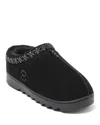 Dearfoams Women's Doreen Genuine Suede Clog Slipper With Embroidery In Black