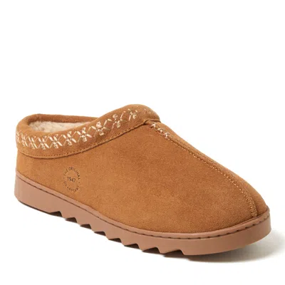 Dearfoams Women's Doreen Genuine Suede Clog Slipper With Embroidery In Pink