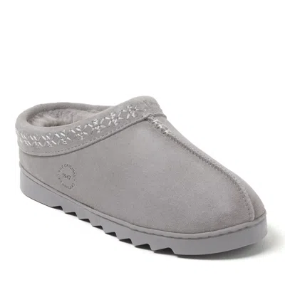 Dearfoams Women's Doreen Genuine Suede Clog With Embroidery In Gray