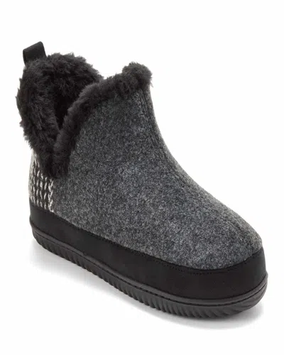 Dearfoams Women's Felted And Plaid Boot Slipper In Black