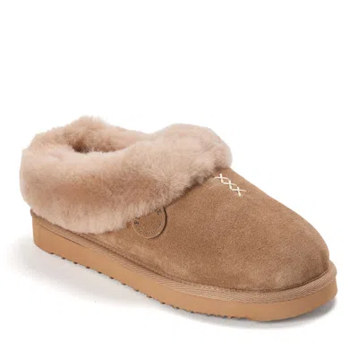 Dearfoams Women's Fireside By  Adelaide Genuine Shearling Clog Slipper - Water Resistant In Brown