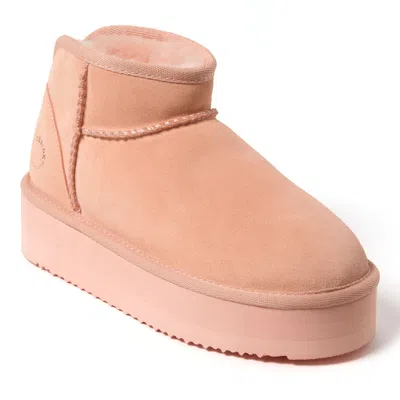 Dearfoams Women's Fireside By  Kingston Genuine Shearling Platform Bootie In Pink