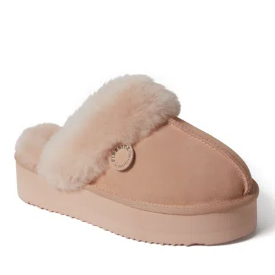 Dearfoams Women's Fireside By  Melton Genuine Shearling Platform Scuff In Pink