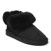 Dearfoams Fireside Perth Genuine Shearling Foldover Boot In Black