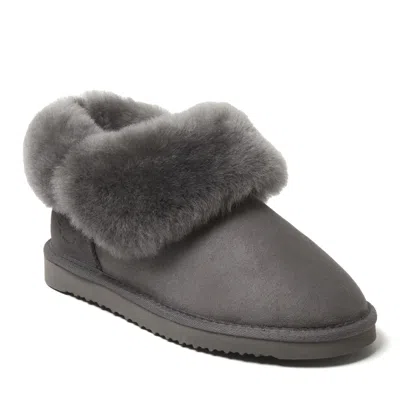 Dearfoams Women's Fireside By  Perth Genuine Shearling Foldover Boot Slipper In Gray