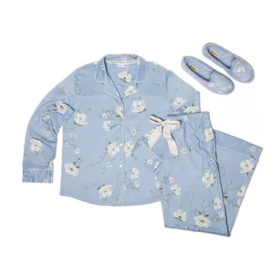Dearfoams Women's Floral Two-piece Pajama Set Pajamas In Blue