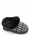 Dearfoams Women's Hannah Festive Knit Clog House Shoe Slipper In Black