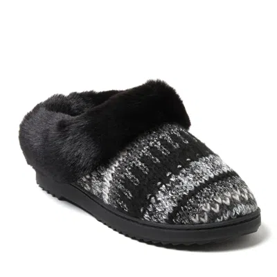 Dearfoams Women's Hannah Festive Knit Clog Slipper In Black