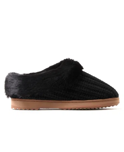 Dearfoams Women's Hannah Festive Knit Clog Slippers In Black Solid