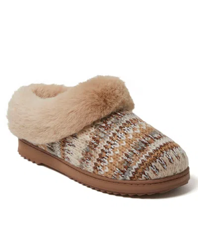 Dearfoams Women's Hannah Festive Knit Clog Slippers In Latte