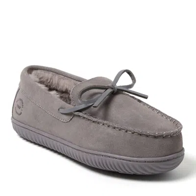 Dearfoams Women's Harriet Genuine Suede Moccasin Slipper In Gray