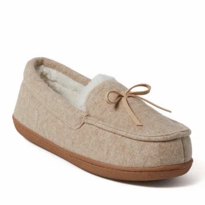 Dearfoams Women's Hayes Soft Knit Moccasin House Shoe Slipper In Beige