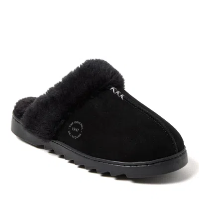 Dearfoams Women's Helena Genuine Suede Scuff House Shoe Slipper In Black