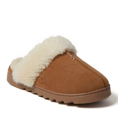 Dearfoams Women's Helena Genuine Suede Scuff House Shoe Slipper In Chestnut