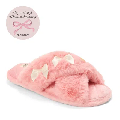 Dearfoams Women's Jessica Furry Crossband Slide Slipper