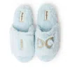 Dearfoams Women's Lane Bridal I Do Fuzzy Slide Slipper In Multi