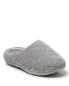 Dearfoams Womens Leslie Quilted Microfiber Terry Memory Foam Clog Slipper In Gray