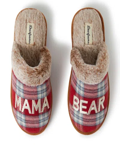 Dearfoams Women's Mama Bear Red Plaid Mom Scuff Slipper In Multi