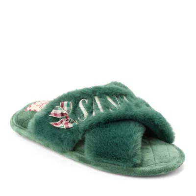 Dearfoams Mama Fur Slide Slippers In Green