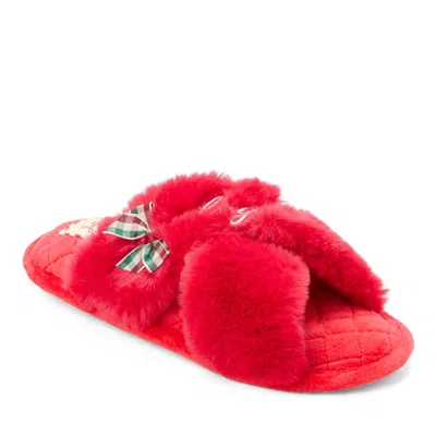 Dearfoams Mama Fur Slide Slippers In Red