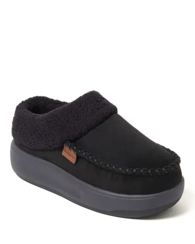 Dearfoams Women's Maple Moccasin Toe Clog House Shoe Slipper In Black