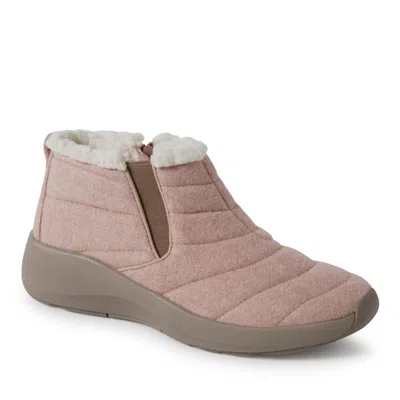 Dearfoams Women's Naomi Double Gore Bootie Indoor/outdoor Winter Boot In Beige