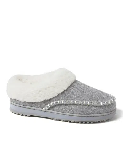 Dearfoams Women's Nyla Felted Plaid Moc Toe Clog Slippers In Light Heather Gray