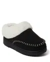 Dearfoams Women's Nyla Felted Plaid Moccasin Toe Clog House Shoe Slipper In Black
