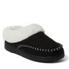 Dearfoams Women's Nyla Felted Plaid Moccasin Toe Clog Slipper In Black
