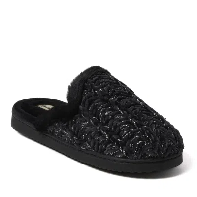 Dearfoams Women's Paris Chenille Shaped Tab Scuff In Black