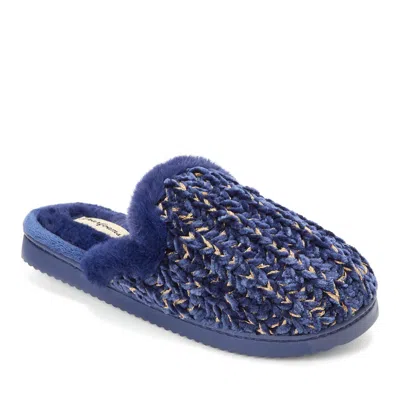 Dearfoams Women's Paris Chenille Shaped Tab Scuff Slipper In Blue