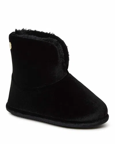Dearfoams Women's Sara Shiny Velour Bootie House Slipper Boot In Black
