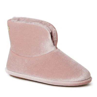 Dearfoams Women's Sara Shiny Velour Bootie Slippers In Pink
