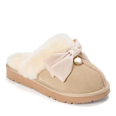 Dearfoams Fireside By  Women's Sydney Dream Bow Scuff Slippers In Neutral