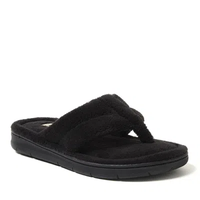 Dearfoams Wrenley Terry Womens Memory Foam Slip-on Slippers In Black