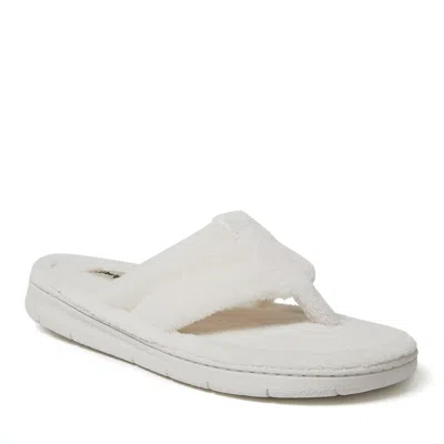 Dearfoams Wrenley Terry Womens Memory Foam Slip-on Slippers In White