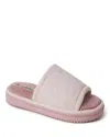 Dearfoams Womens Demi Rib Knit Fuzzy Slide House Slipper In Multi