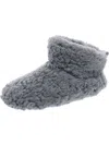 Dearfoams Womens Faux Fur Pull On Bootie Slippers In Grey