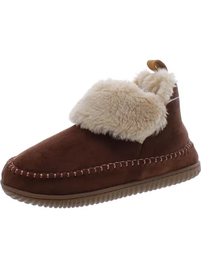 Dearfoams Womens Faux Suede Slip On Booties In Potting Soil