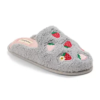 Dearfoams Womens Memory Foam Slip-on Slippers In Gray