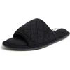 Dearfoams Beatrice Quilted Microfiber Terry Shower Slide Slipper In Black