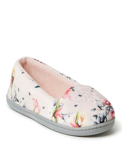 Dearfoams Womens Rebecca Microfiber Velour Closed Back House Slipper In Pink