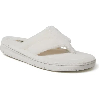Dearfoams Wrenley Terry Womens Memory Foam Slip-on Slippers In White