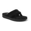 Dearfoams Wrenley Terry Womens Memory Foam Slip-on Slippers In Black